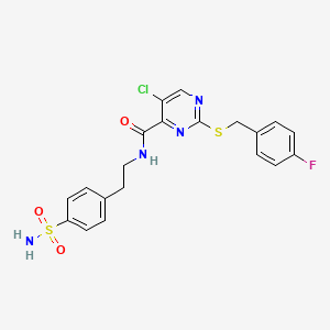 molecular formula C20H18ClFN4O3S2 B11372393 5-chloro-2-[(4-fluorobenzyl)sulfanyl]-N-[2-(4-sulfamoylphenyl)ethyl]pyrimidine-4-carboxamide 