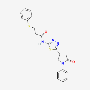 N-[5-(5-oxo-1-phenylpyrrolidin-3-yl)-1,3,4-thiadiazol-2-yl]-3-(phenylsulfanyl)propanamide