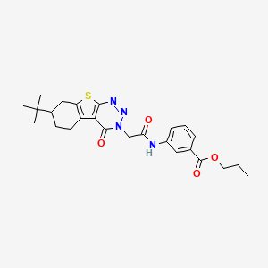 molecular formula C25H30N4O4S B11372427 Propyl 3-({2-[7-(tert-butyl)-4-oxo-5,6,7,8-tetrahydro[1]benzothieno[2,3-D][1,2,3]triazin-3(4H)-YL]acetyl}amino)benzoate 