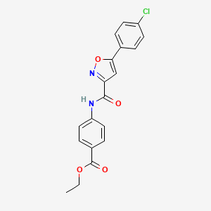 molecular formula C19H15ClN2O4 B11372444 Ethyl 4-({[5-(4-chlorophenyl)-1,2-oxazol-3-yl]carbonyl}amino)benzoate 