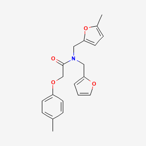 molecular formula C20H21NO4 B11372460 N-(furan-2-ylmethyl)-N-[(5-methylfuran-2-yl)methyl]-2-(4-methylphenoxy)acetamide 