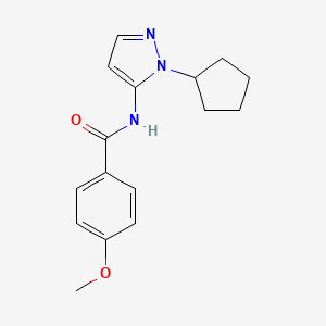 molecular formula C16H19N3O2 B11372484 N-(1-cyclopentyl-1H-pyrazol-5-yl)-4-methoxybenzamide 