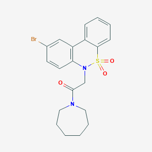 molecular formula C20H21BrN2O3S B11372509 1-(1-Azepanyl)-2-(9-bromo-5,5-dioxido-6H-dibenzo[C,E][1,2]thiazin-6-YL)ethanone 