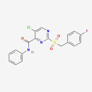 molecular formula C18H13ClFN3O3S B11372524 5-chloro-2-[(4-fluorobenzyl)sulfonyl]-N-phenylpyrimidine-4-carboxamide 