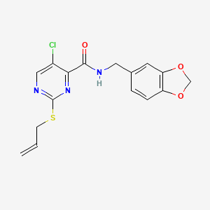 N-(1,3-benzodioxol-5-ylmethyl)-5-chloro-2-(prop-2-en-1-ylsulfanyl)pyrimidine-4-carboxamide