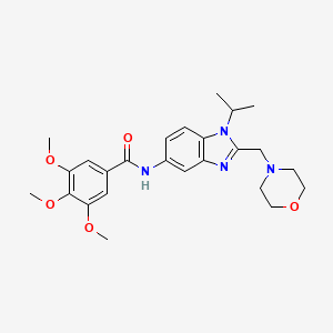 molecular formula C25H32N4O5 B11372604 3,4,5-trimethoxy-N-[2-(morpholin-4-ylmethyl)-1-(propan-2-yl)-1H-benzimidazol-5-yl]benzamide 