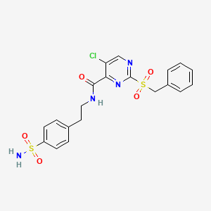 molecular formula C20H19ClN4O5S2 B11372666 2-(benzylsulfonyl)-5-chloro-N-[2-(4-sulfamoylphenyl)ethyl]pyrimidine-4-carboxamide 