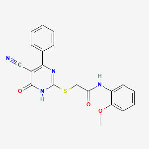 2-[(5-cyano-4-oxo-6-phenyl-1H-pyrimidin-2-yl)sulfanyl]-N-(2-methoxyphenyl)acetamide