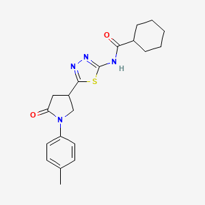 molecular formula C20H24N4O2S B11372734 N-{5-[1-(4-methylphenyl)-5-oxopyrrolidin-3-yl]-1,3,4-thiadiazol-2-yl}cyclohexanecarboxamide 