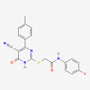 2-{[5-Cyano-4-(4-methylphenyl)-6-oxo-1,6-dihydropyrimidin-2-YL]sulfanyl}-N-(4-fluorophenyl)acetamide