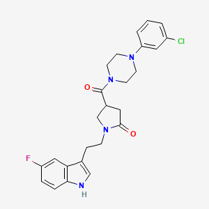 molecular formula C25H26ClFN4O2 B11372786 4-{[4-(3-chlorophenyl)piperazin-1-yl]carbonyl}-1-[2-(5-fluoro-1H-indol-3-yl)ethyl]pyrrolidin-2-one 