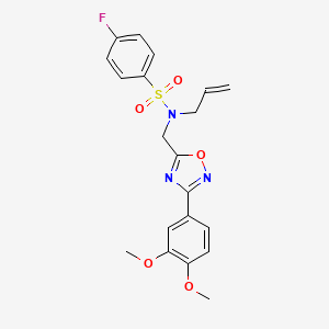 molecular formula C20H20FN3O5S B11372787 N-{[3-(3,4-dimethoxyphenyl)-1,2,4-oxadiazol-5-yl]methyl}-4-fluoro-N-(prop-2-en-1-yl)benzenesulfonamide 