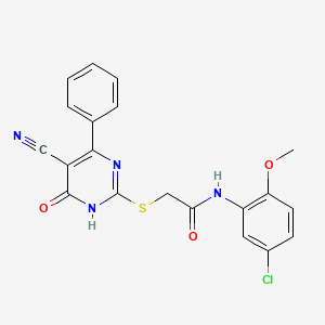 molecular formula C20H15ClN4O3S B11372817 N-(5-Chloro-2-methoxyphenyl)-2-[(5-cyano-6-oxo-4-phenyl-1,6-dihydropyrimidin-2-YL)sulfanyl]acetamide 