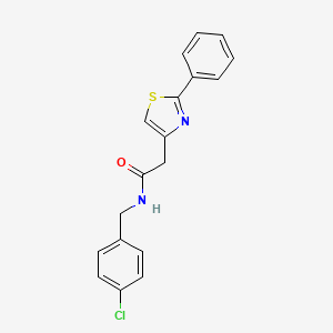 N-[(4-chlorophenyl)methyl]-2-(2-phenyl-1,3-thiazol-4-yl)acetamide