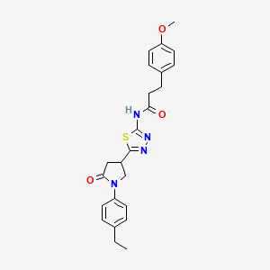 molecular formula C24H26N4O3S B11372933 N-{5-[1-(4-ethylphenyl)-5-oxopyrrolidin-3-yl]-1,3,4-thiadiazol-2-yl}-3-(4-methoxyphenyl)propanamide 