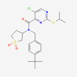 molecular formula C23H30ClN3O3S2 B11372942 N-(4-tert-butylbenzyl)-5-chloro-N-(1,1-dioxidotetrahydrothiophen-3-yl)-2-(propan-2-ylsulfanyl)pyrimidine-4-carboxamide 