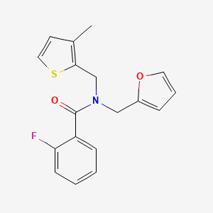 molecular formula C18H16FNO2S B11372984 2-fluoro-N-(furan-2-ylmethyl)-N-[(3-methylthiophen-2-yl)methyl]benzamide 