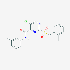 molecular formula C20H18ClN3O3S B11373010 5-chloro-2-[(2-methylbenzyl)sulfonyl]-N-(3-methylphenyl)pyrimidine-4-carboxamide 