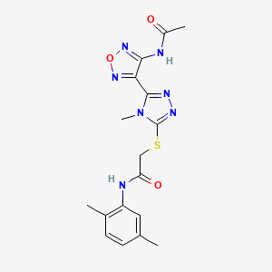 molecular formula C17H19N7O3S B11373031 2-({5-[4-(acetylamino)-1,2,5-oxadiazol-3-yl]-4-methyl-4H-1,2,4-triazol-3-yl}sulfanyl)-N-(2,5-dimethylphenyl)acetamide 