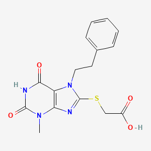 {[3-methyl-2,6-dioxo-7-(2-phenylethyl)-2,3,6,7-tetrahydro-1H-purin-8-yl]sulfanyl}acetic acid