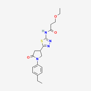 molecular formula C19H24N4O3S B11373149 3-ethoxy-N-{5-[1-(4-ethylphenyl)-5-oxopyrrolidin-3-yl]-1,3,4-thiadiazol-2-yl}propanamide 