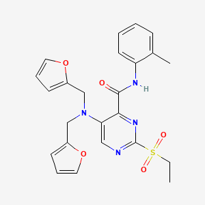 5-[bis(furan-2-ylmethyl)amino]-2-(ethylsulfonyl)-N-(2-methylphenyl)pyrimidine-4-carboxamide