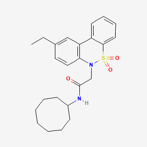 molecular formula C24H30N2O3S B11373164 N-cyclooctyl-2-(9-ethyl-5,5-dioxido-6H-dibenzo[c,e][1,2]thiazin-6-yl)acetamide 