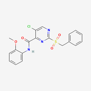 molecular formula C19H16ClN3O4S B11373186 2-(benzylsulfonyl)-5-chloro-N-(2-methoxyphenyl)pyrimidine-4-carboxamide 