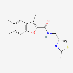 3,5,6-trimethyl-N-[(2-methyl-1,3-thiazol-4-yl)methyl]-1-benzofuran-2-carboxamide