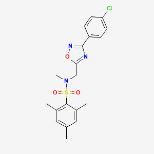 molecular formula C19H20ClN3O3S B11373307 N-{[3-(4-chlorophenyl)-1,2,4-oxadiazol-5-yl]methyl}-N,2,4,6-tetramethylbenzenesulfonamide 