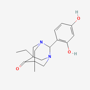 2-(2,4-Dihydroxyphenyl)-5-ethyl-7-methyl-1,3-diazatricyclo[3.3.1.1~3,7~]decan-6-one