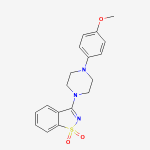 molecular formula C18H19N3O3S B11373405 3-[4-(4-Methoxyphenyl)piperazin-1-yl]-1,2-benzothiazole 1,1-dioxide 