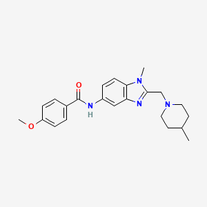 molecular formula C23H28N4O2 B11373444 4-methoxy-N-{1-methyl-2-[(4-methylpiperidin-1-yl)methyl]-1H-benzimidazol-5-yl}benzamide 