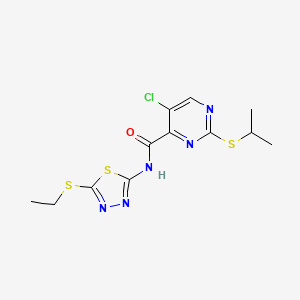 5-chloro-N-[5-(ethylsulfanyl)-1,3,4-thiadiazol-2-yl]-2-(propan-2-ylsulfanyl)pyrimidine-4-carboxamide