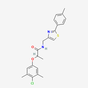 molecular formula C22H23ClN2O2S B11373476 2-(4-chloro-3,5-dimethylphenoxy)-N-{[2-(4-methylphenyl)-1,3-thiazol-4-yl]methyl}propanamide 