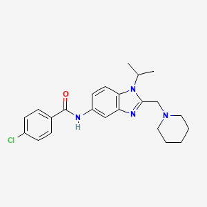 molecular formula C23H27ClN4O B11373494 4-chloro-N-[2-(piperidin-1-ylmethyl)-1-(propan-2-yl)-1H-benzimidazol-5-yl]benzamide 