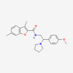 molecular formula C24H28N2O3 B11373500 N-[2-(4-methoxyphenyl)-2-(pyrrolidin-1-yl)ethyl]-3,6-dimethyl-1-benzofuran-2-carboxamide 