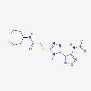 2-({5-[4-(acetylamino)-1,2,5-oxadiazol-3-yl]-4-methyl-4H-1,2,4-triazol-3-yl}sulfanyl)-N-cycloheptylacetamide