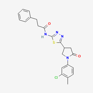 N-{5-[1-(3-chloro-4-methylphenyl)-5-oxopyrrolidin-3-yl]-1,3,4-thiadiazol-2-yl}-3-phenylpropanamide