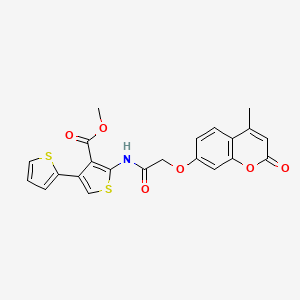 molecular formula C22H17NO6S2 B11373584 methyl 5'-({[(4-methyl-2-oxo-2H-chromen-7-yl)oxy]acetyl}amino)-2,3'-bithiophene-4'-carboxylate 