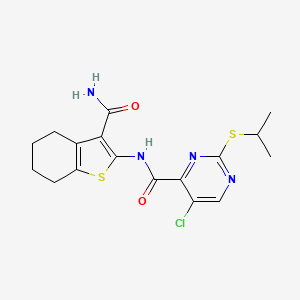 N-(3-carbamoyl-4,5,6,7-tetrahydro-1-benzothiophen-2-yl)-5-chloro-2-(propan-2-ylsulfanyl)pyrimidine-4-carboxamide