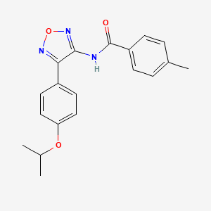 molecular formula C19H19N3O3 B11373612 4-methyl-N-{4-[4-(propan-2-yloxy)phenyl]-1,2,5-oxadiazol-3-yl}benzamide 