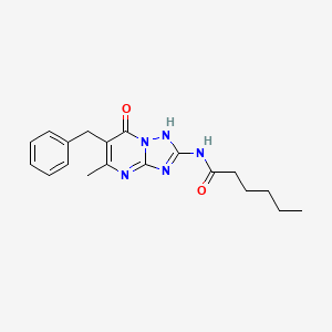 molecular formula C19H23N5O2 B11373728 N-(6-benzyl-7-hydroxy-5-methyl[1,2,4]triazolo[1,5-a]pyrimidin-2-yl)hexanamide 