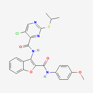 molecular formula C24H21ClN4O4S B11373788 5-chloro-N-{2-[(4-methoxyphenyl)carbamoyl]-1-benzofuran-3-yl}-2-(propan-2-ylsulfanyl)pyrimidine-4-carboxamide 