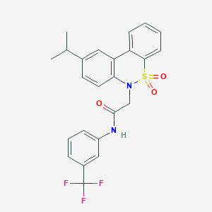 molecular formula C24H21F3N2O3S B11373845 2-(9-isopropyl-5,5-dioxido-6H-dibenzo[c,e][1,2]thiazin-6-yl)-N-[3-(trifluoromethyl)phenyl]acetamide 