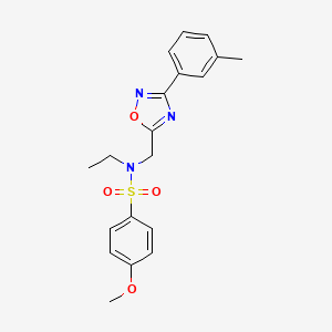 molecular formula C19H21N3O4S B11373852 N-ethyl-4-methoxy-N-{[3-(3-methylphenyl)-1,2,4-oxadiazol-5-yl]methyl}benzenesulfonamide 