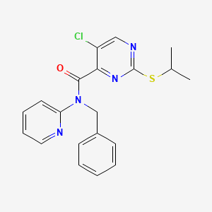 molecular formula C20H19ClN4OS B11373855 N-benzyl-5-chloro-2-(propan-2-ylsulfanyl)-N-(pyridin-2-yl)pyrimidine-4-carboxamide 