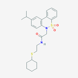 N-[2-(Cyclohexylsulfanyl)ethyl]-2-(9-isopropyl-5,5-dioxido-6H-dibenzo[C,E][1,2]thiazin-6-YL)acetamide