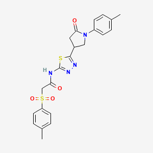 N-{5-[1-(4-methylphenyl)-5-oxopyrrolidin-3-yl]-1,3,4-thiadiazol-2-yl}-2-[(4-methylphenyl)sulfonyl]acetamide