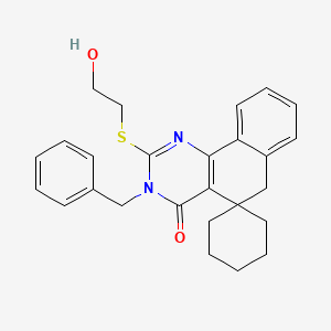 molecular formula C26H28N2O2S B11374026 3-benzyl-2-[(2-hydroxyethyl)sulfanyl]-3H-spiro[benzo[h]quinazoline-5,1'-cyclohexan]-4(6H)-one 